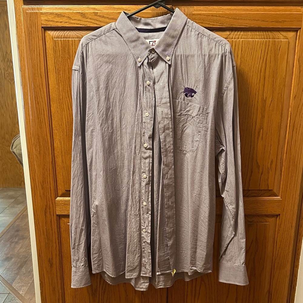 Men's Kansas Stare University Wildcat Purple striped Button-Down Shirt